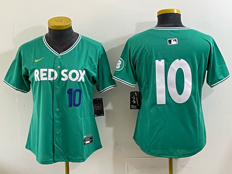 Women 2025 Boston Red Sox #10 No Name Drak Green Joint Name Nike MLB Jersey 010